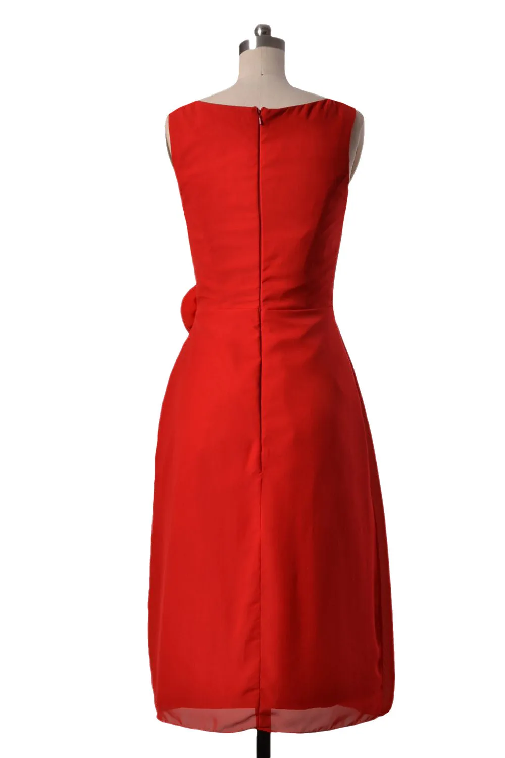 Eye-Catching Short V-Neck Bridesmaid Dress Red Chiffon Formal Dress(BM266)