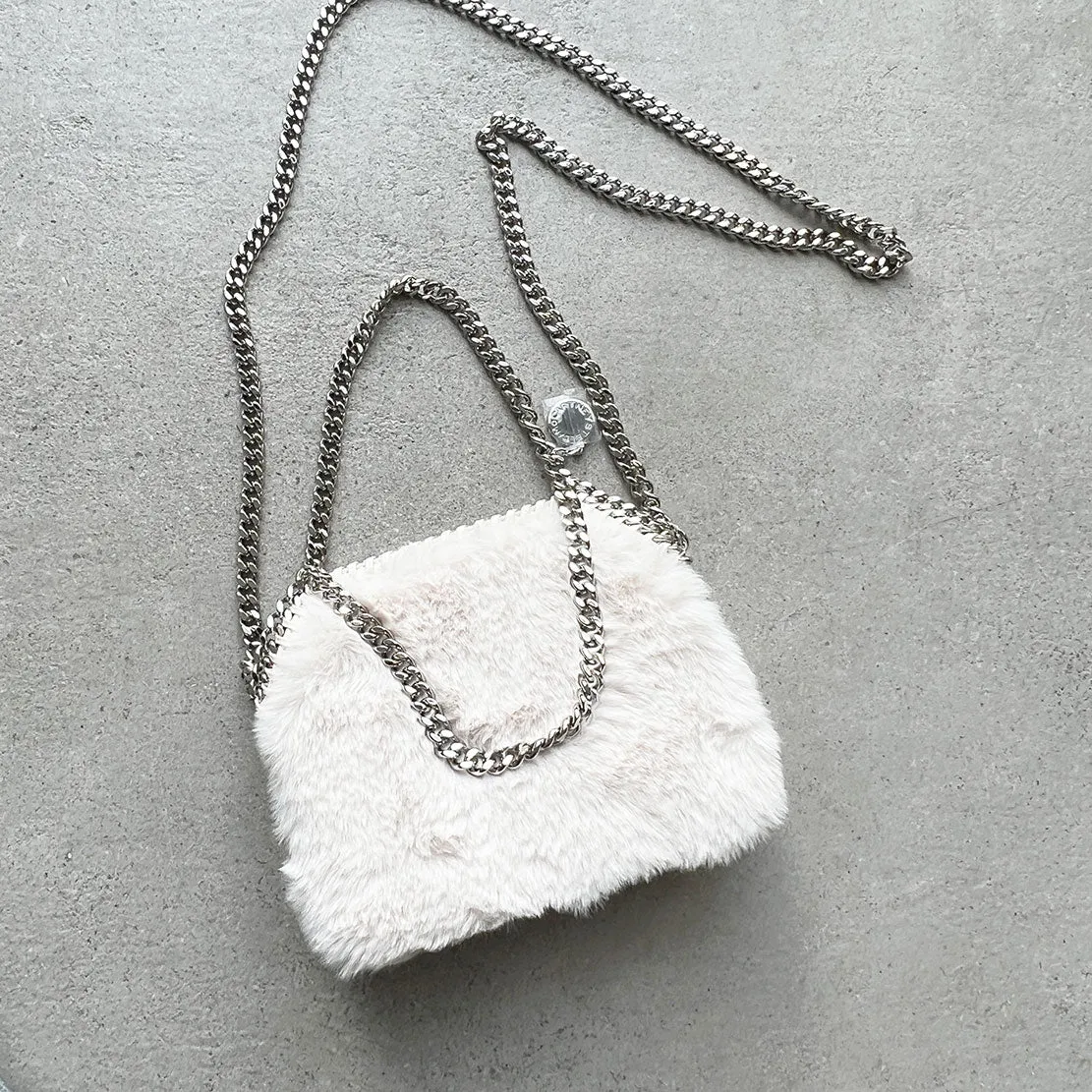 Falabella Mini Evening Bag Fluffy, Ivory