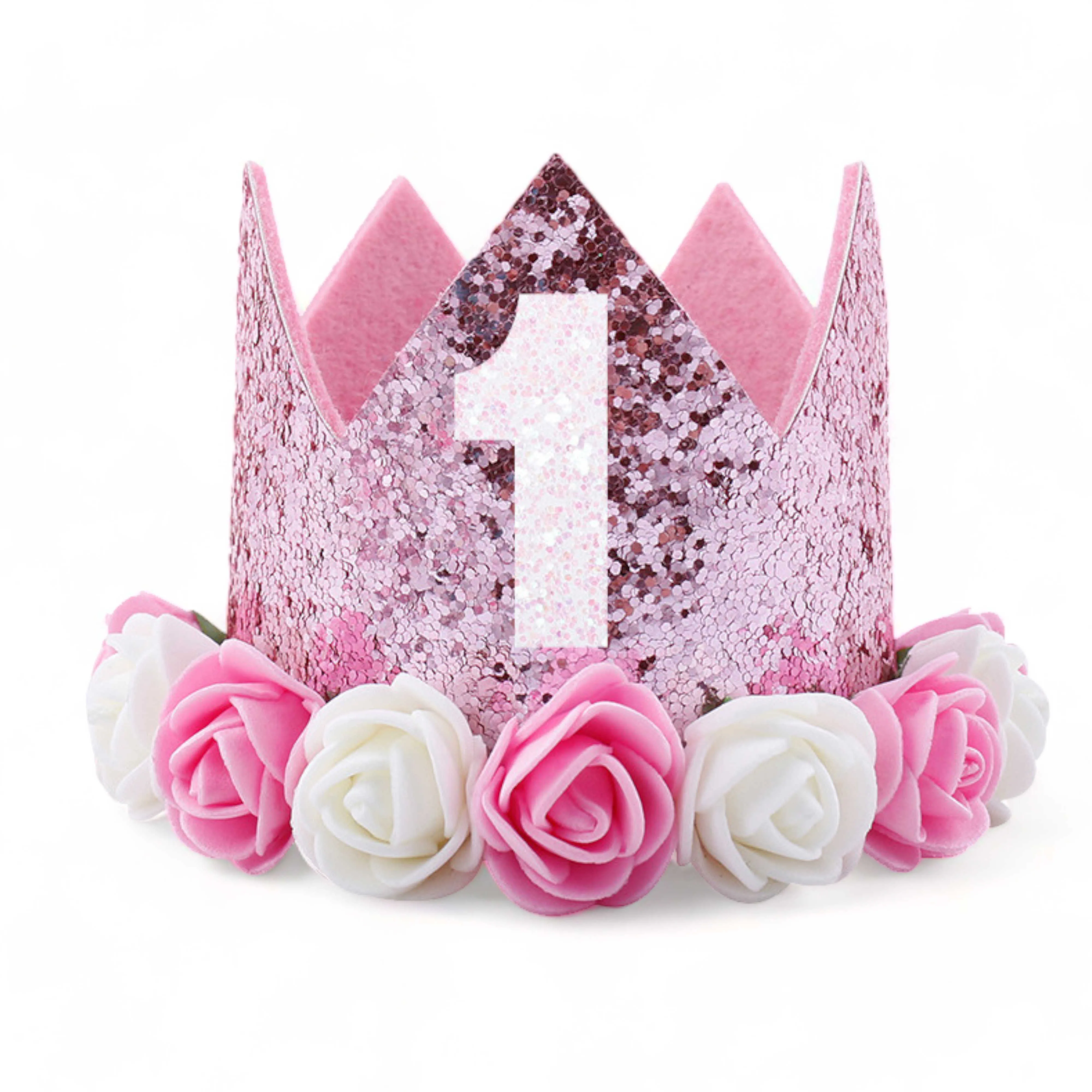 First and 6 Month Baby Birthday Glitter Foam Crown For Boy and Girl, Baby Birthday Hat