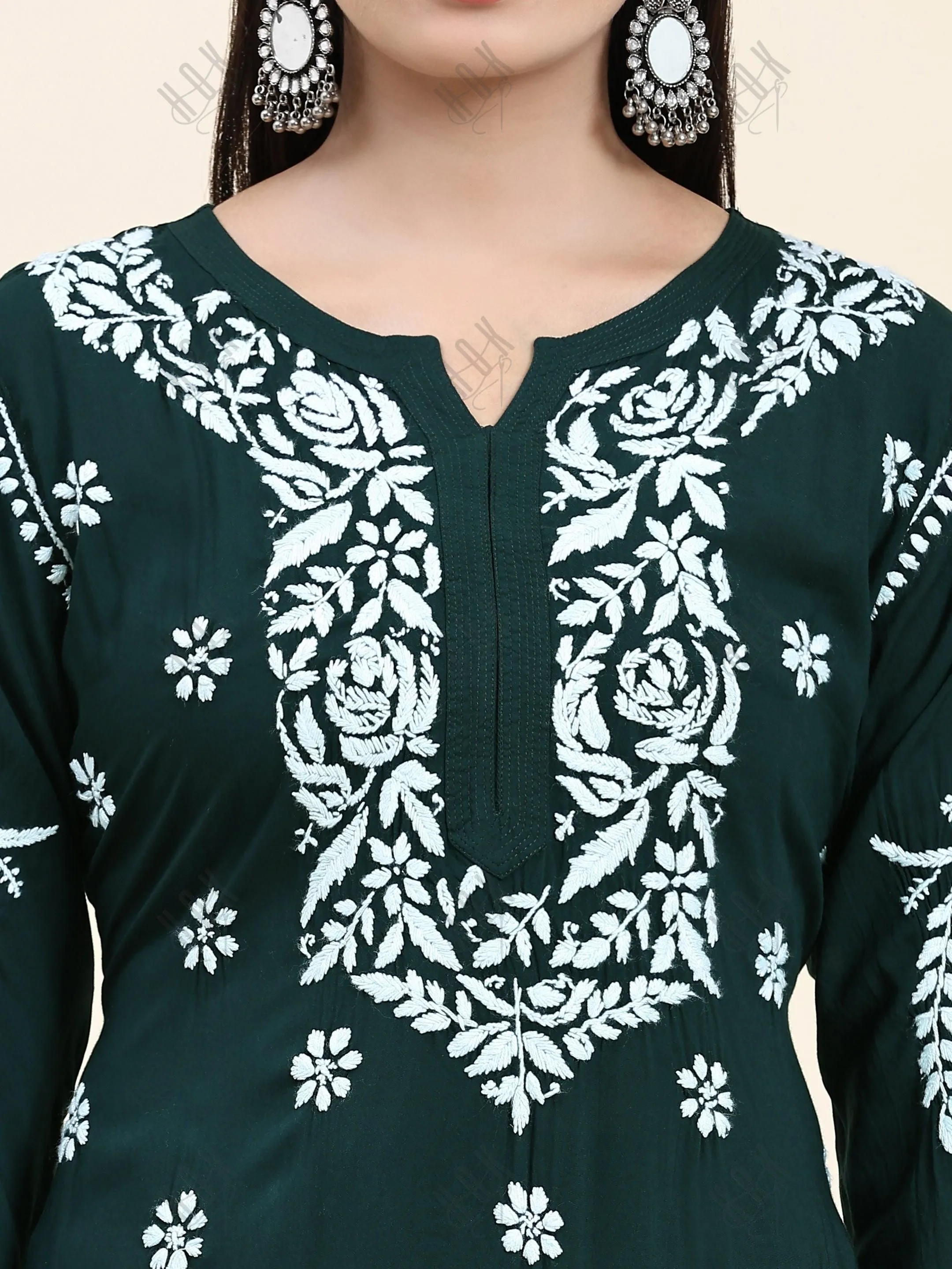 Fizaa Chikankari CO-ORD Set In Modal Cotton for Women In Green