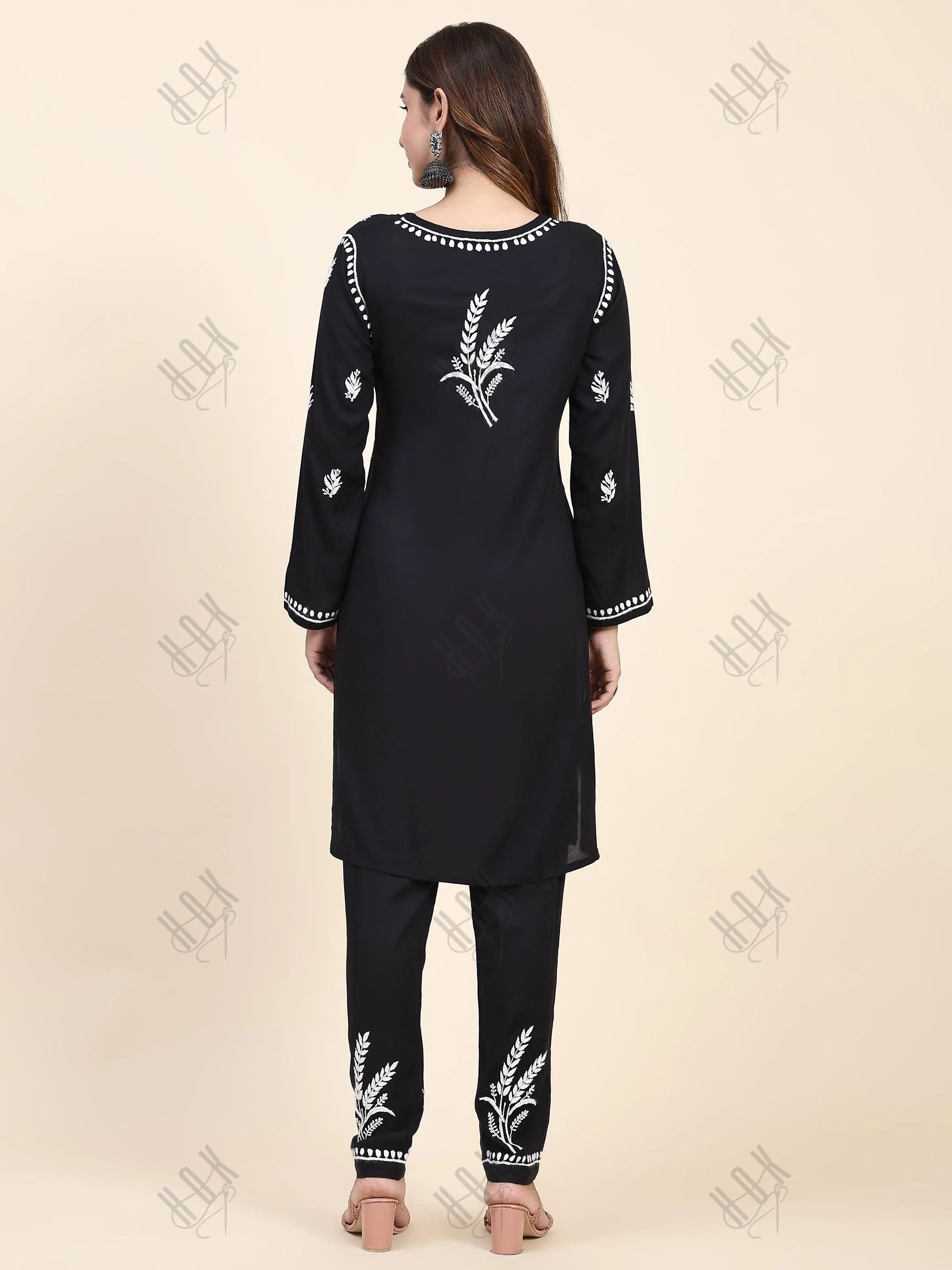 Fizaa Chikankari  Short Modal Kurta Set - Black