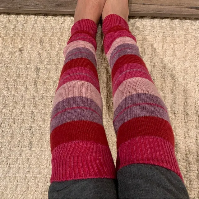 Girl's Stripe Lambswool Knee Hi Leg Warmers