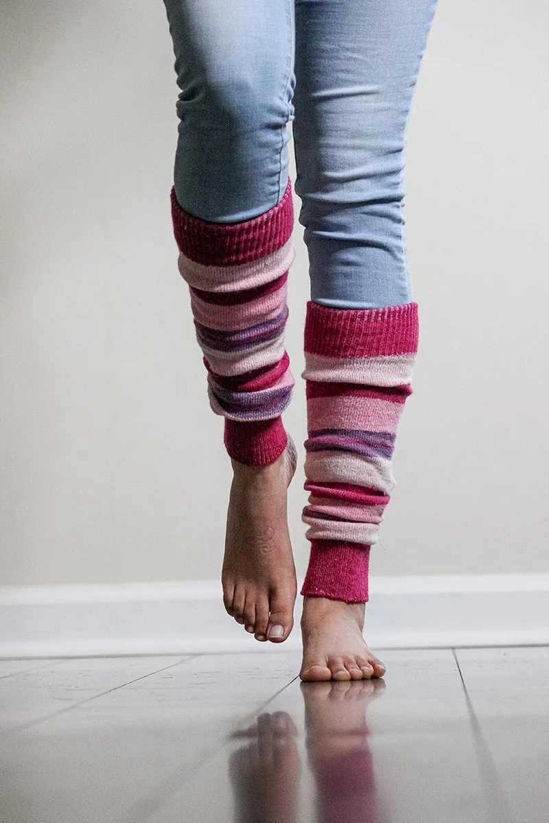 Girl's Stripe Lambswool Knee Hi Leg Warmers