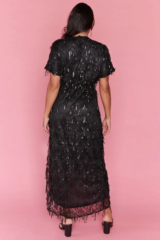 Glamour Black Sequins Party Dress