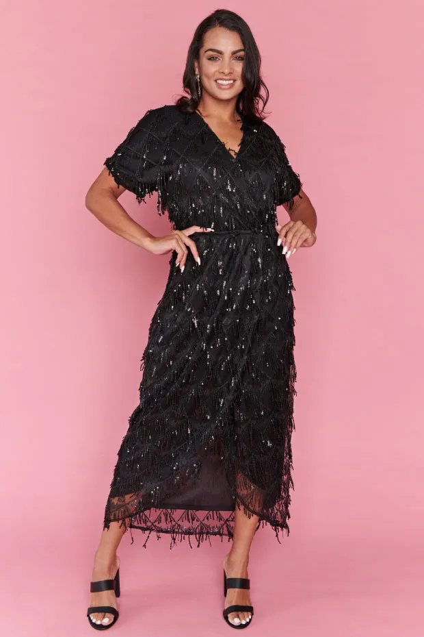 Glamour Black Sequins Party Dress