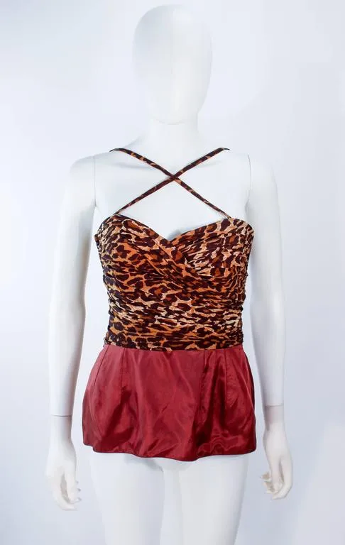 GUY LAROCHE Chiffon Animal Print Criss Cross Skirt Set Size 38-40