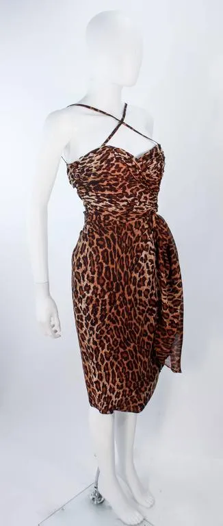 GUY LAROCHE Chiffon Animal Print Criss Cross Skirt Set Size 38-40