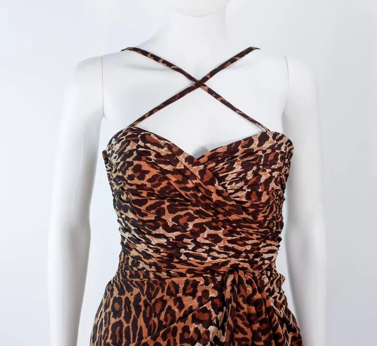 GUY LAROCHE Chiffon Animal Print Criss Cross Skirt Set Size 38-40