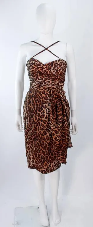 GUY LAROCHE Chiffon Animal Print Criss Cross Skirt Set Size 38-40