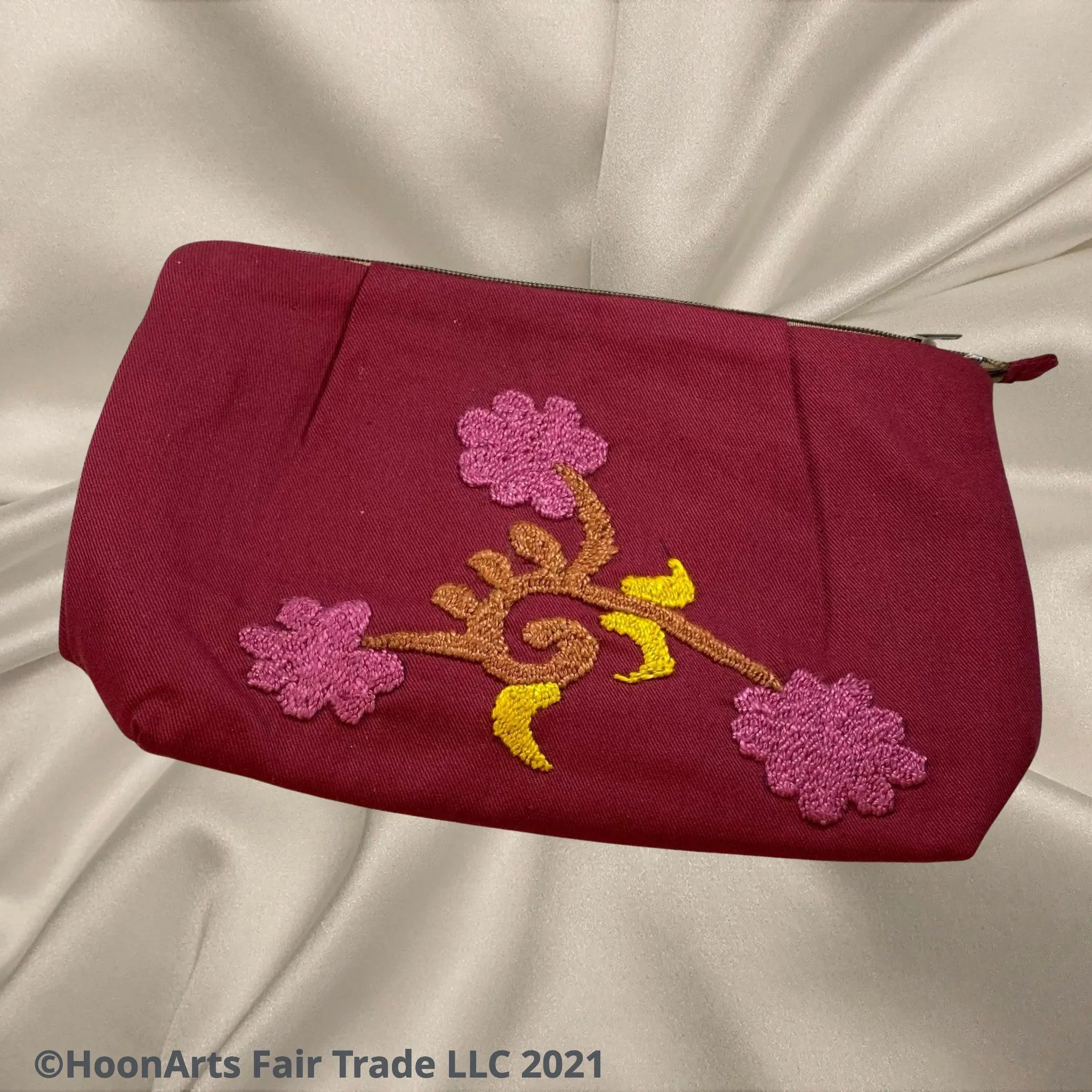 Hand Embroidered Triple Flower Clutch | HoonArts