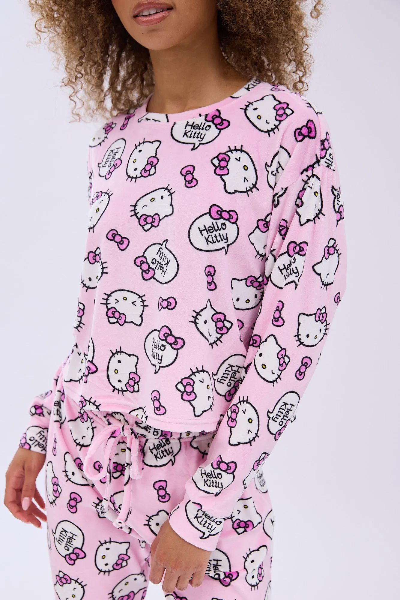 Hello Kitty Printed Velour Pajama Jogger And Tee Set