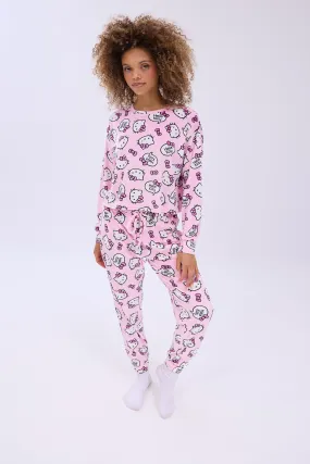 Hello Kitty Printed Velour Pajama Jogger And Tee Set