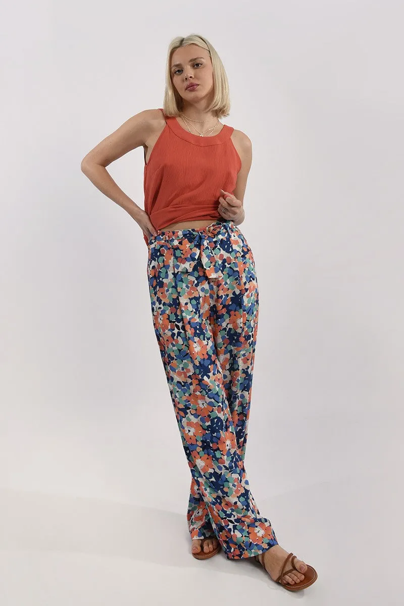 High Waist Floral Print Pants