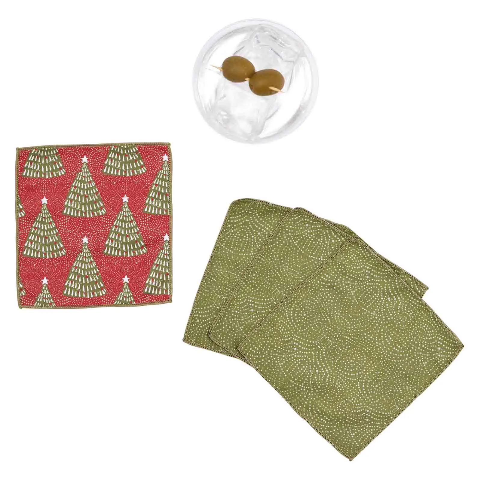 Holiday Cheer blu Kitchen Reusable Cocktail Napkins (Set of 8)