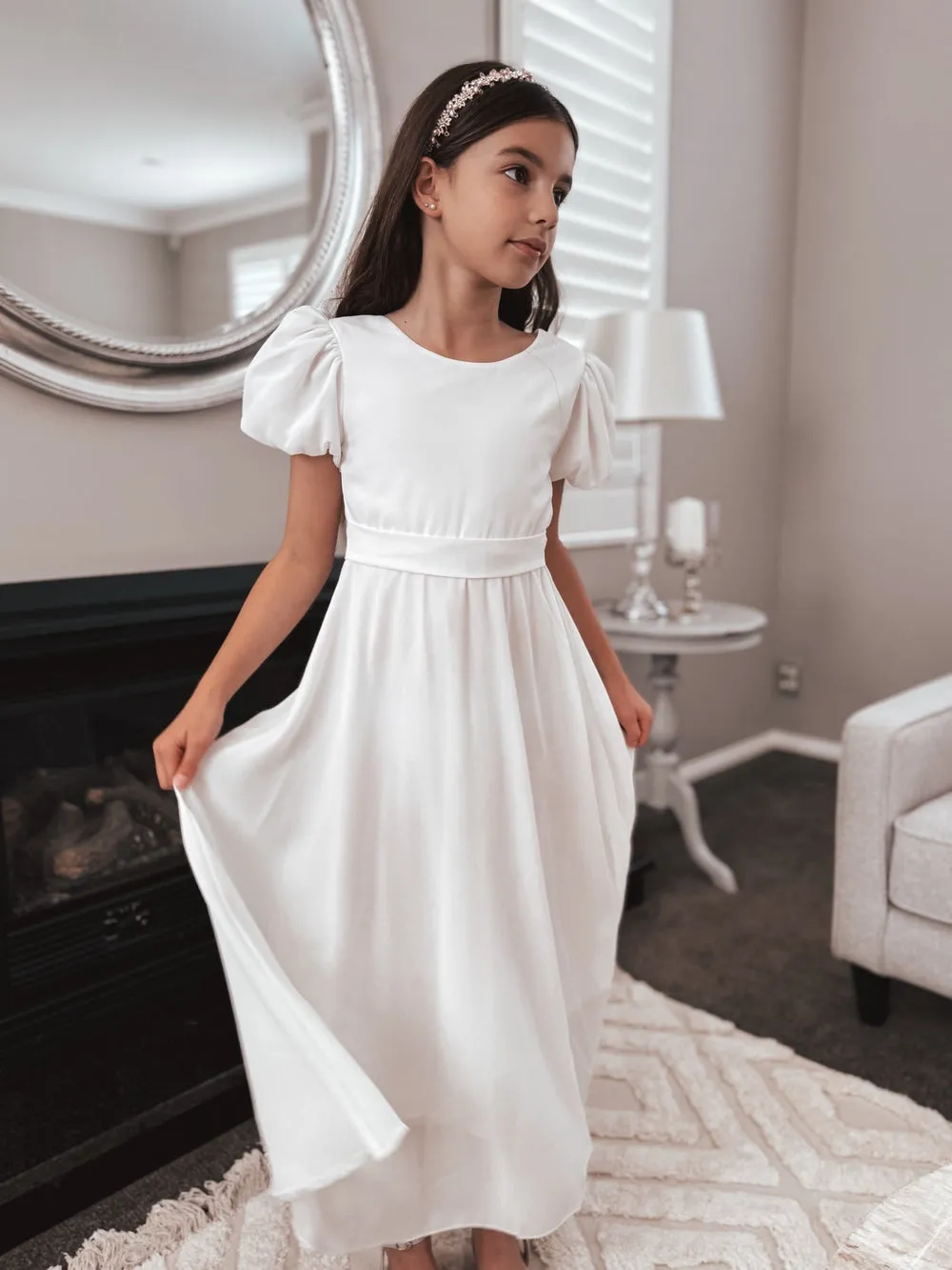 Leia Girls White Communion Dress