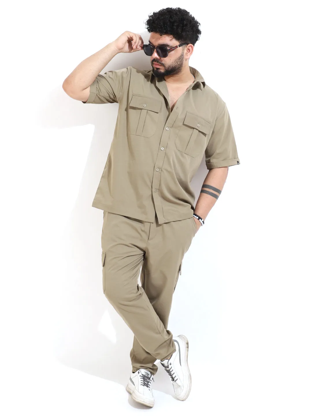 Light Khaki Solid Co-ord Set