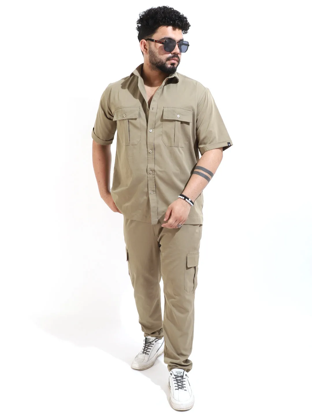 Light Khaki Solid Co-ord Set