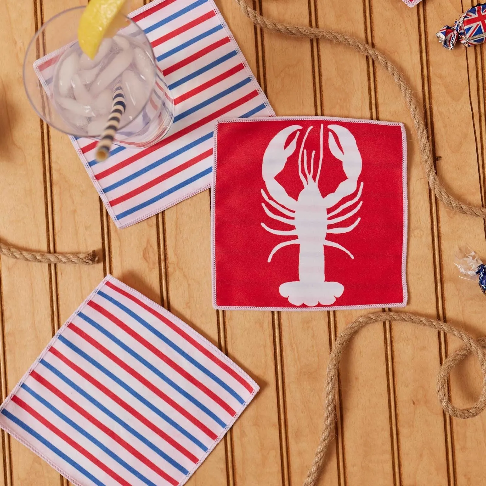 Lobster blu Kitchen Reusable Cocktail Napkins (Set of 8)