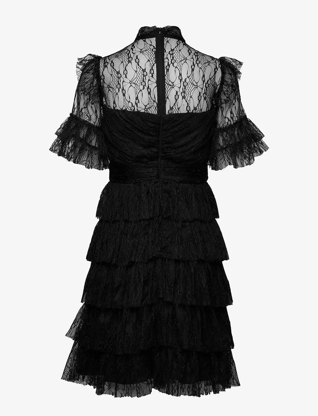 Malina Black Short Sleeve Lace Layer Dress