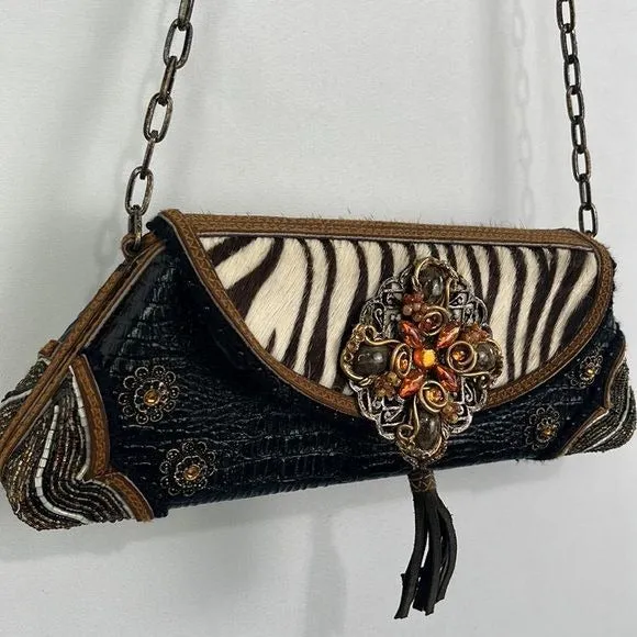 Mary Frances Animal Print Pony Beaded Bag