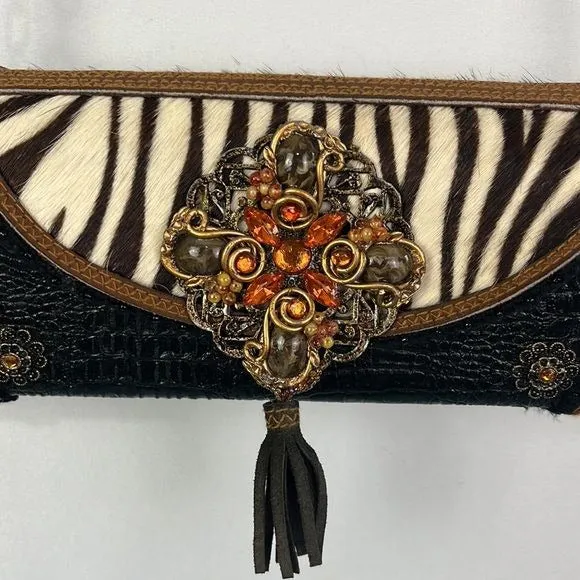 Mary Frances Animal Print Pony Beaded Bag