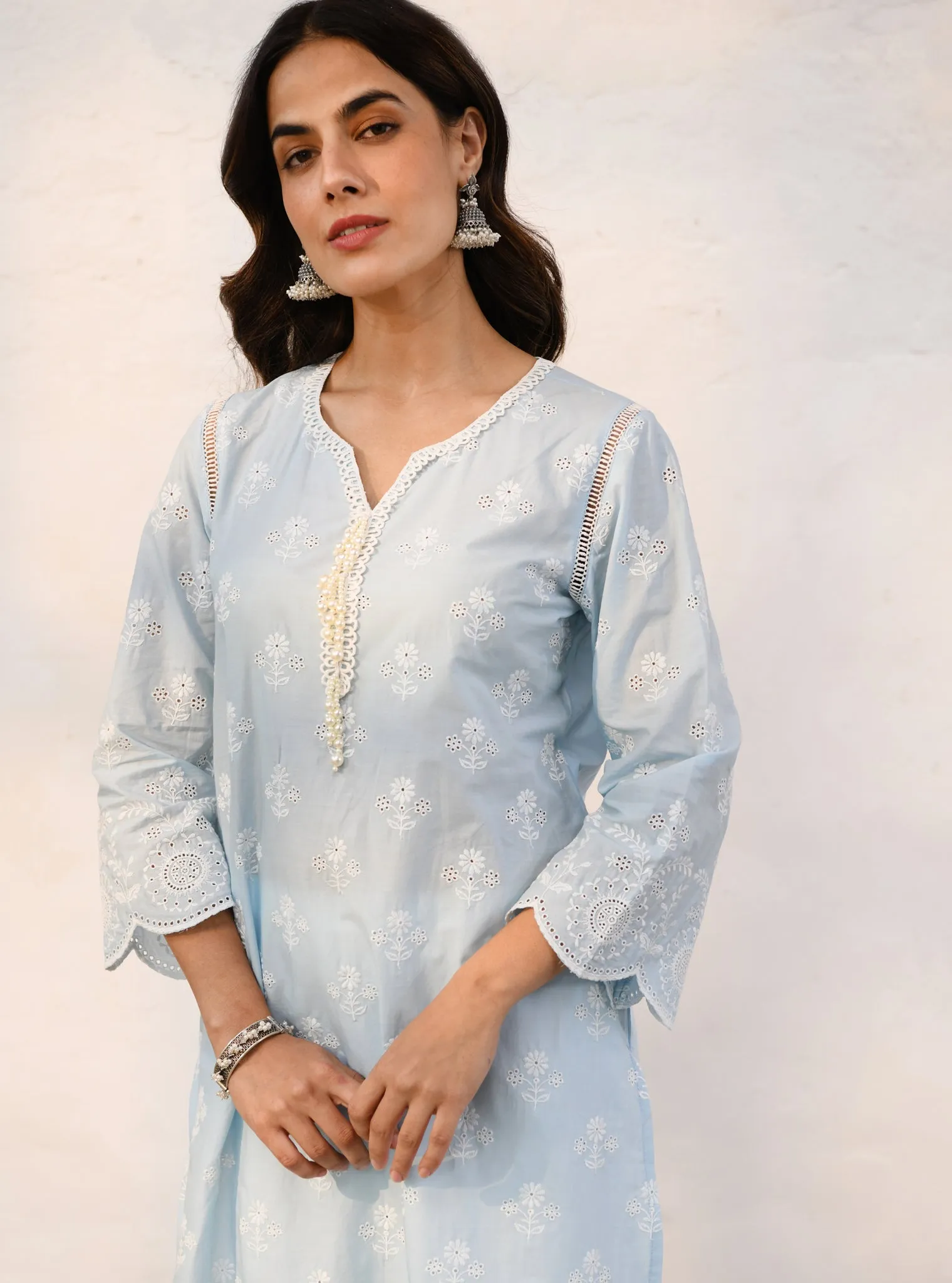 Mulmul Cotton Arpora Blue kurta