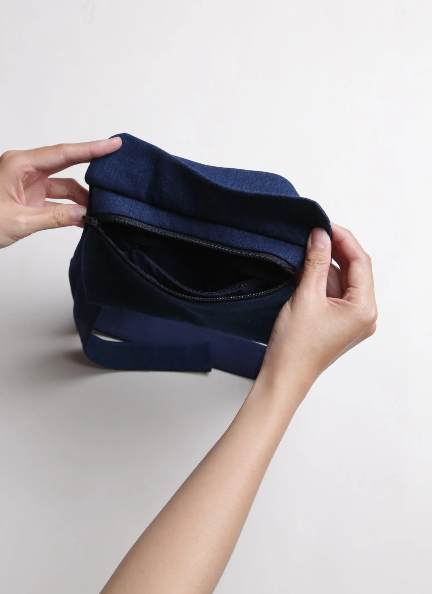 Multi Flow Denim Waist Belt Bicycle Bag - Dark Blue