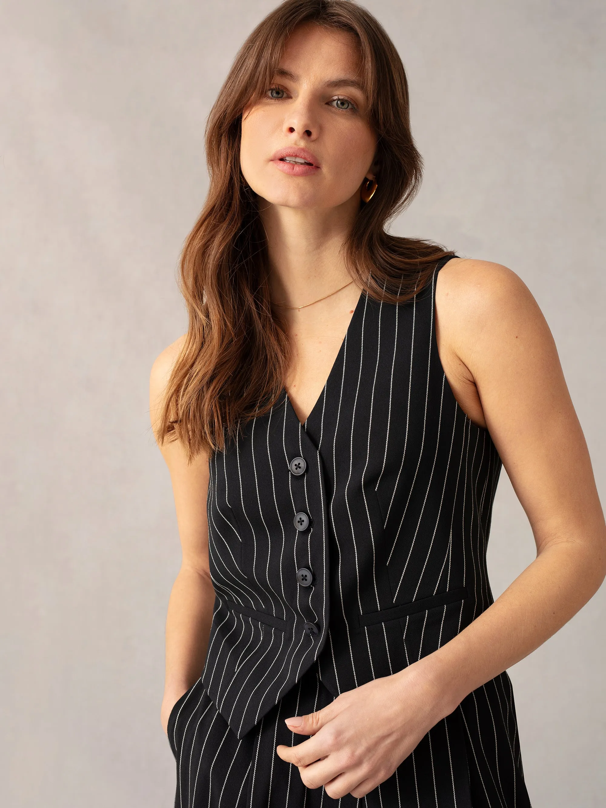 Navy Pinstripe Waistcoat