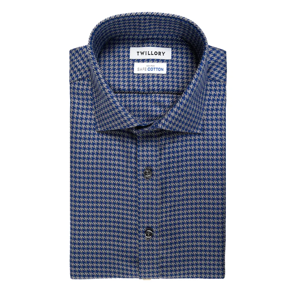 Non-Iron Grey / Blue Houndstooth