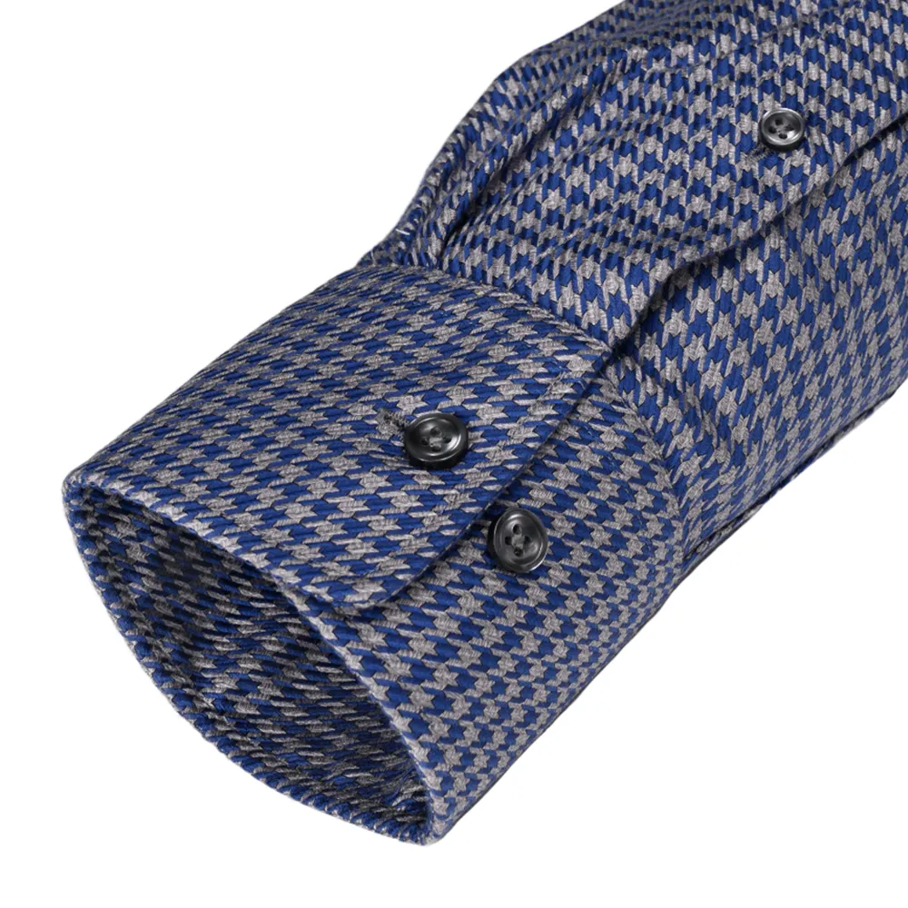 Non-Iron Grey / Blue Houndstooth