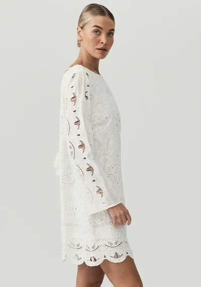 Nora Embroidery Mini Dress - Ivory