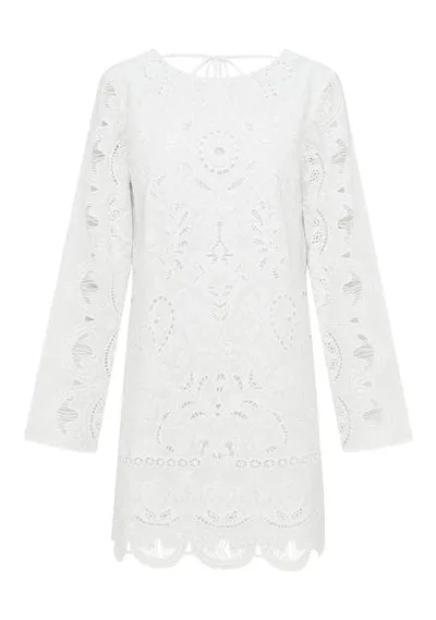 Nora Embroidery Mini Dress - Ivory