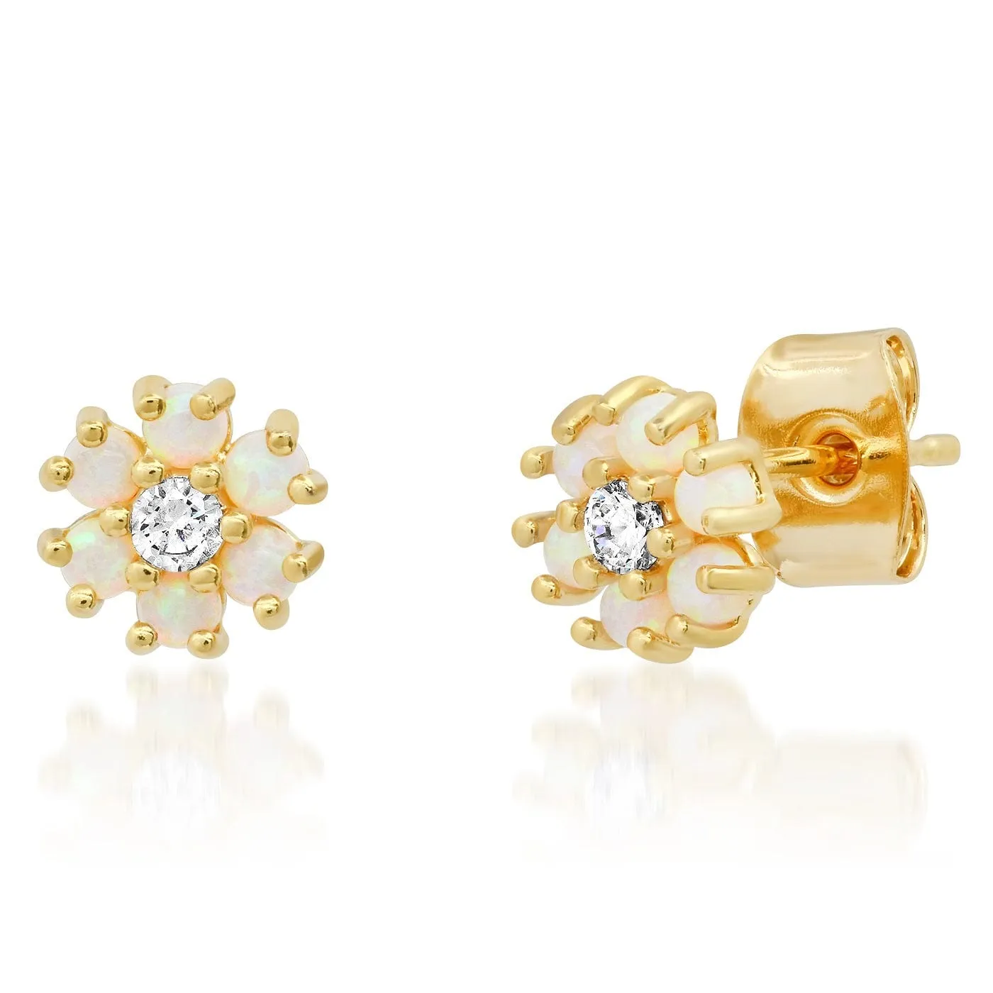 Opal CZ Flower Studs