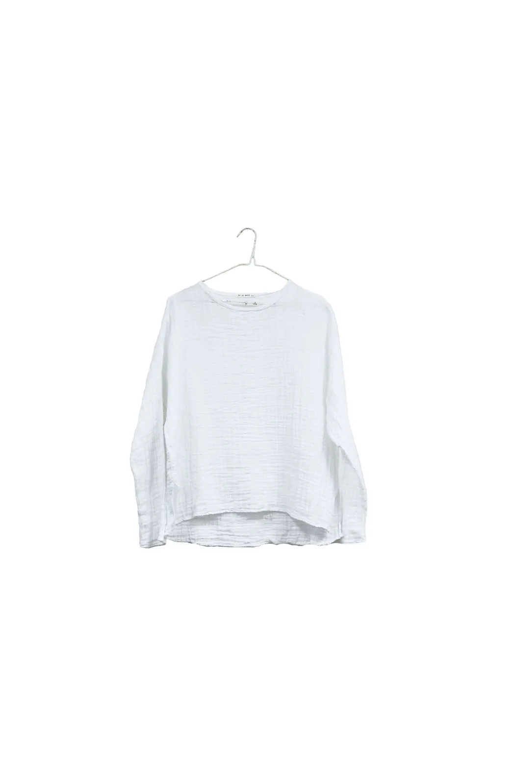 Organic Gauze Long Sleeve Top in Salt