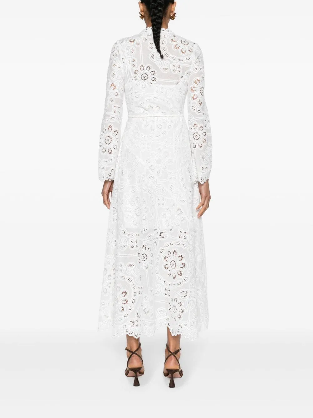 Ottie Embroidered Long Dress in Ivory