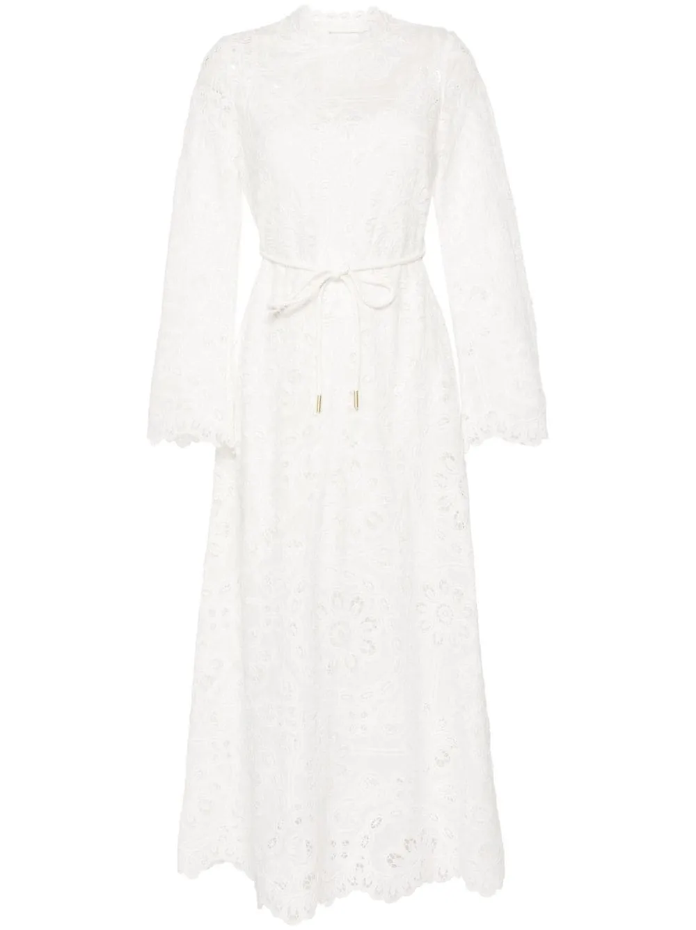 Ottie Embroidered Long Dress in Ivory