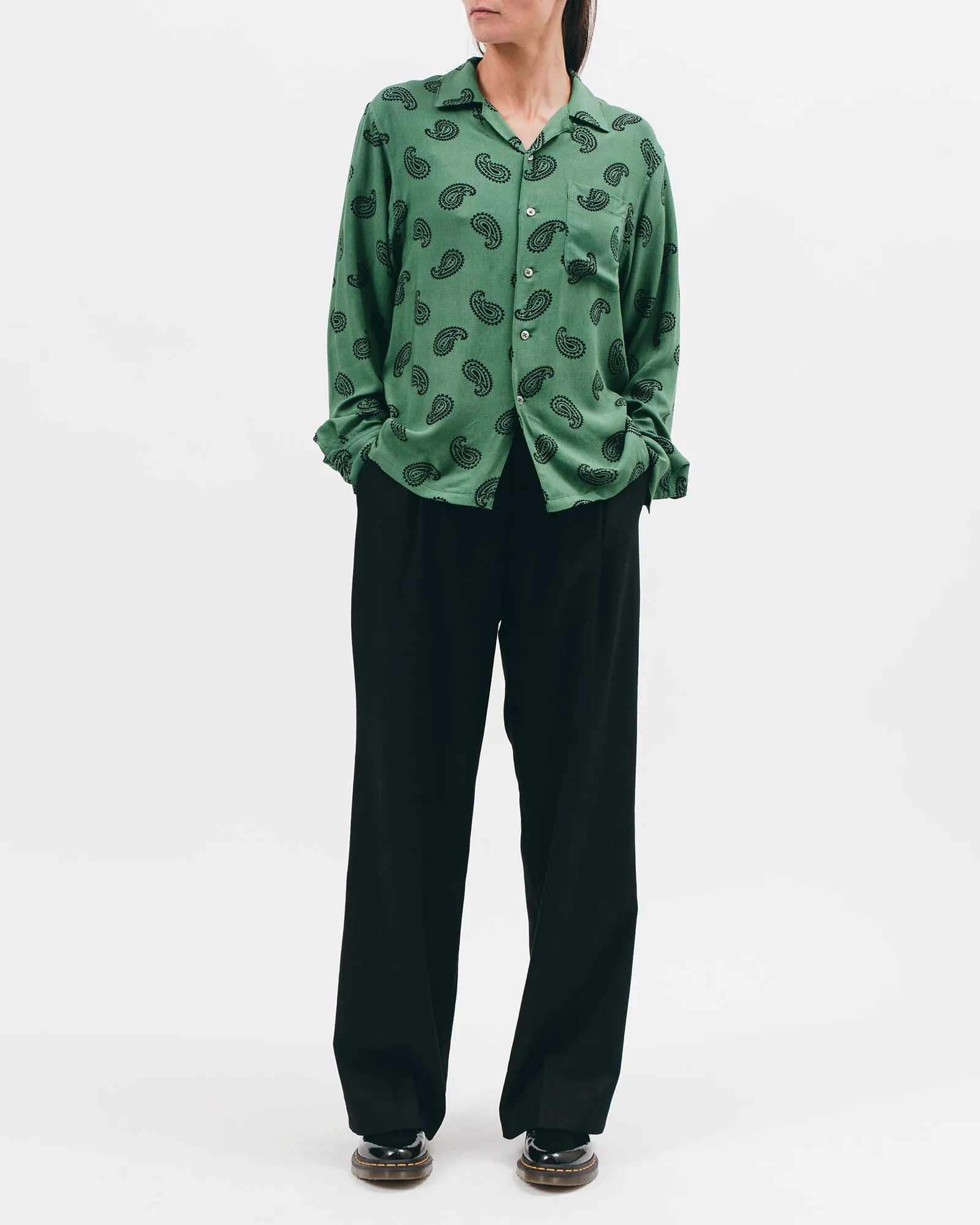 Paisley Rayon LS Shirt - Jade