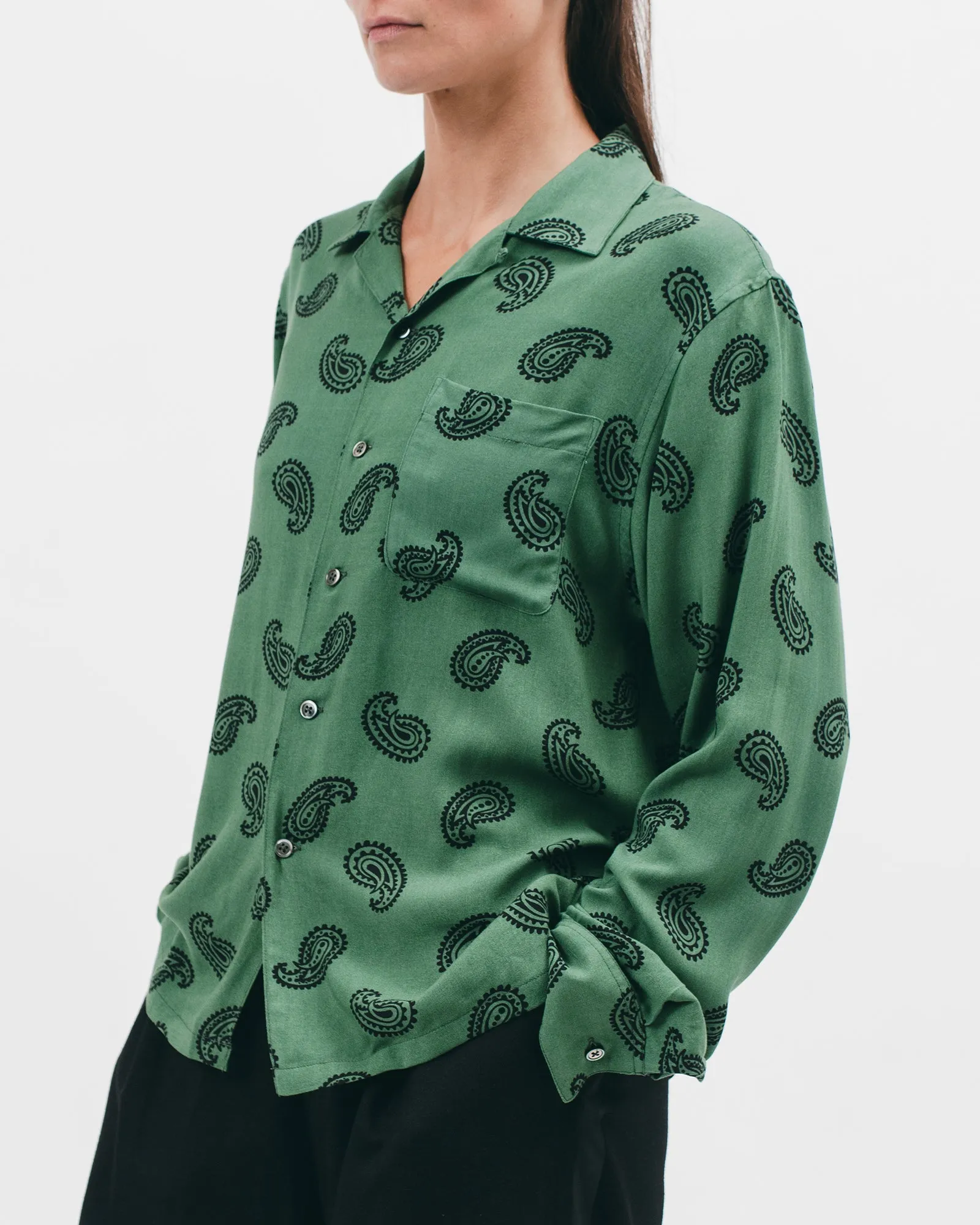 Paisley Rayon LS Shirt - Jade