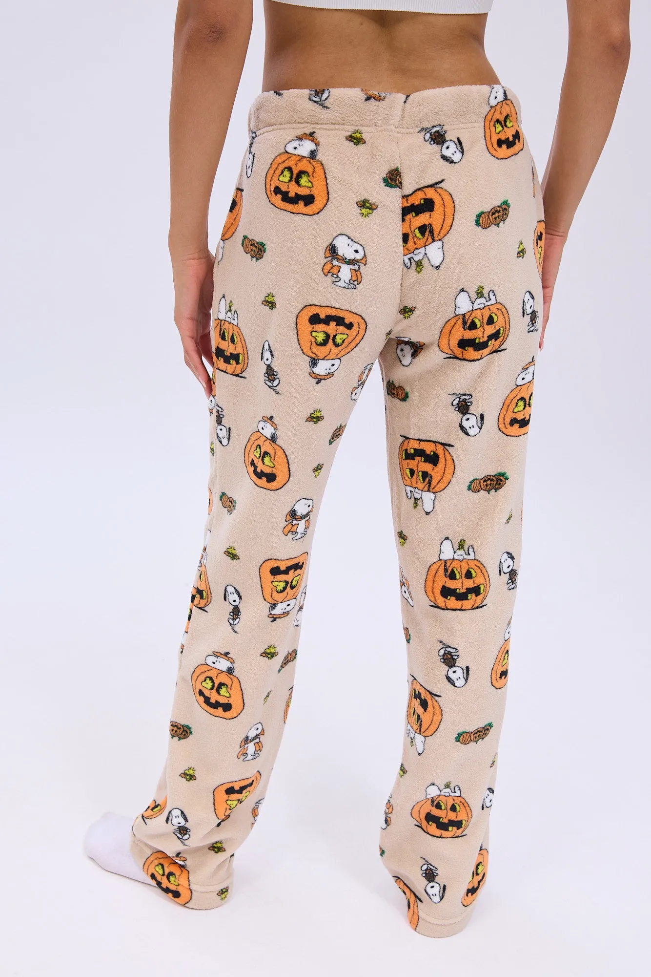 Peanuts Snoopy Pumpkin Printed Plush Pajama Pants