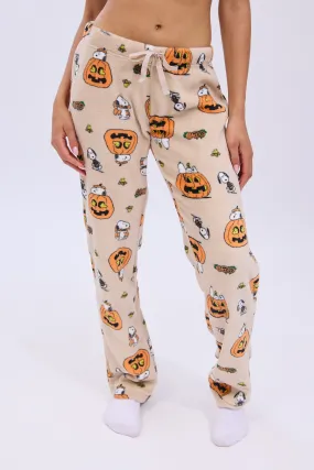 Peanuts Snoopy Pumpkin Printed Plush Pajama Pants