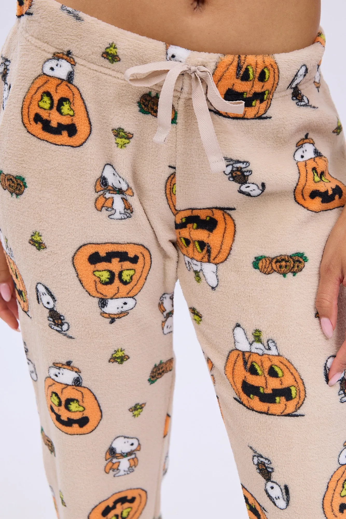 Peanuts Snoopy Pumpkin Printed Plush Pajama Pants