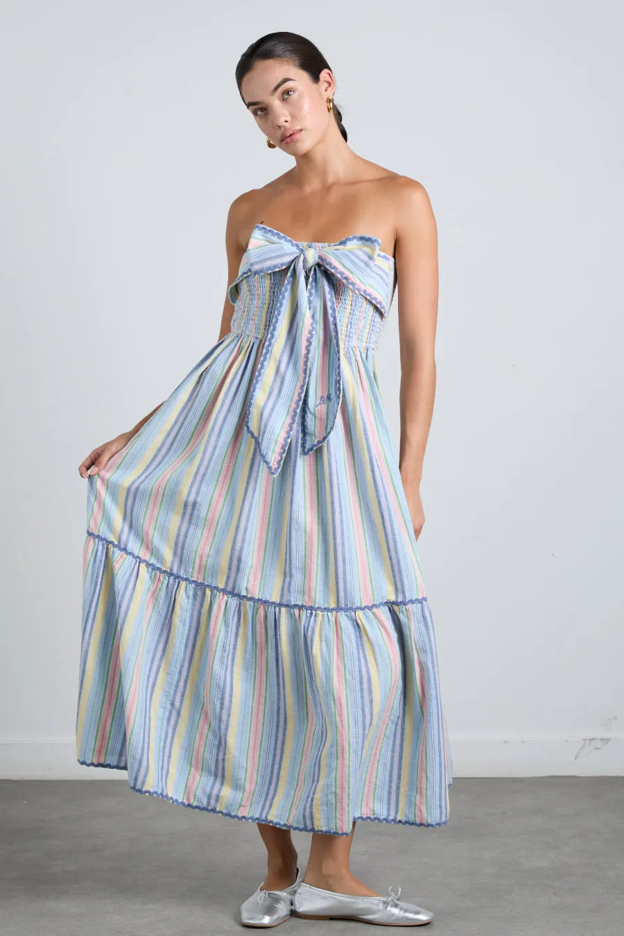 pia midi dress - pastel stripe