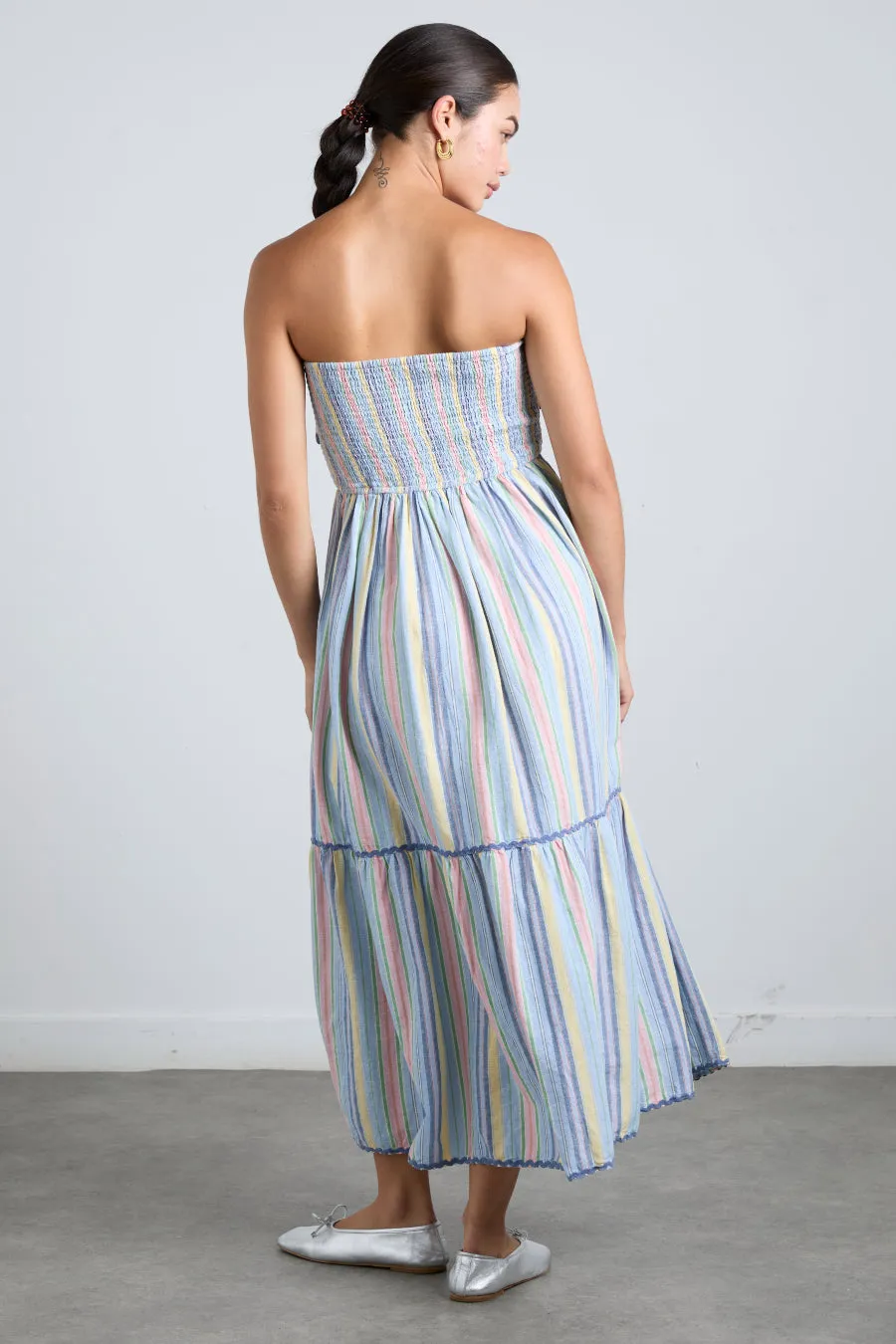 pia midi dress - pastel stripe