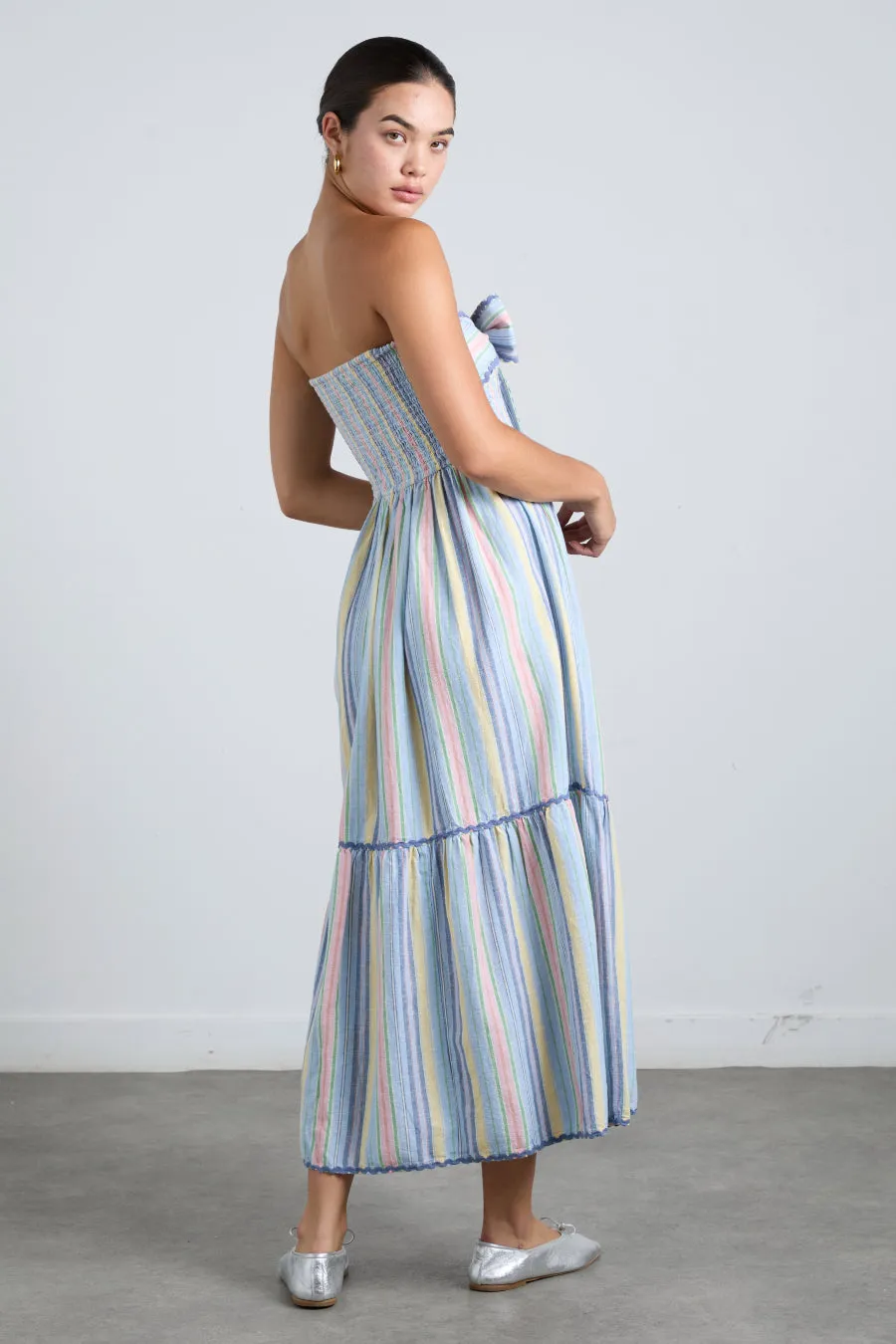 pia midi dress - pastel stripe