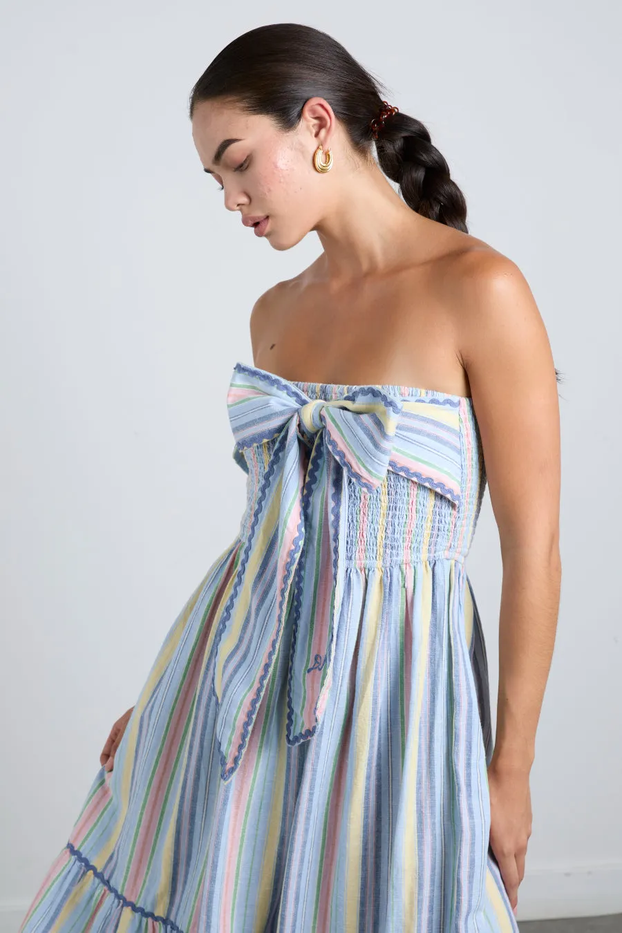 pia midi dress - pastel stripe