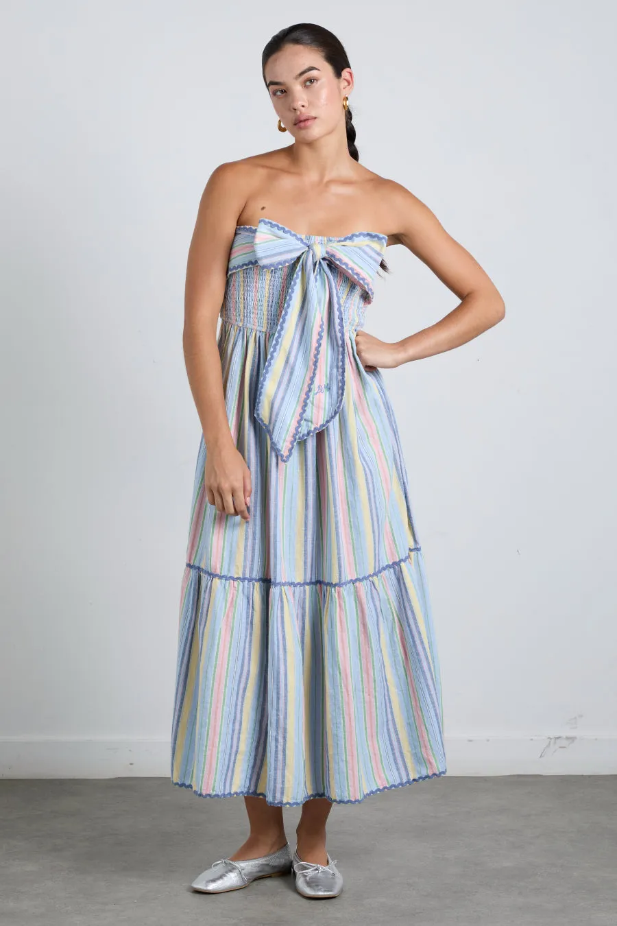 pia midi dress - pastel stripe