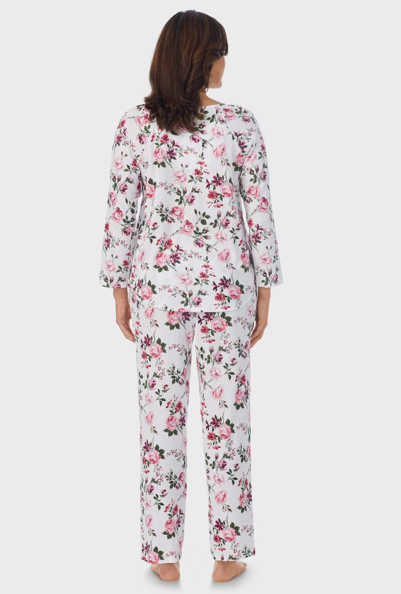 Pink and Berry Roses 3/4 Sleeve Long Pant PJ Set