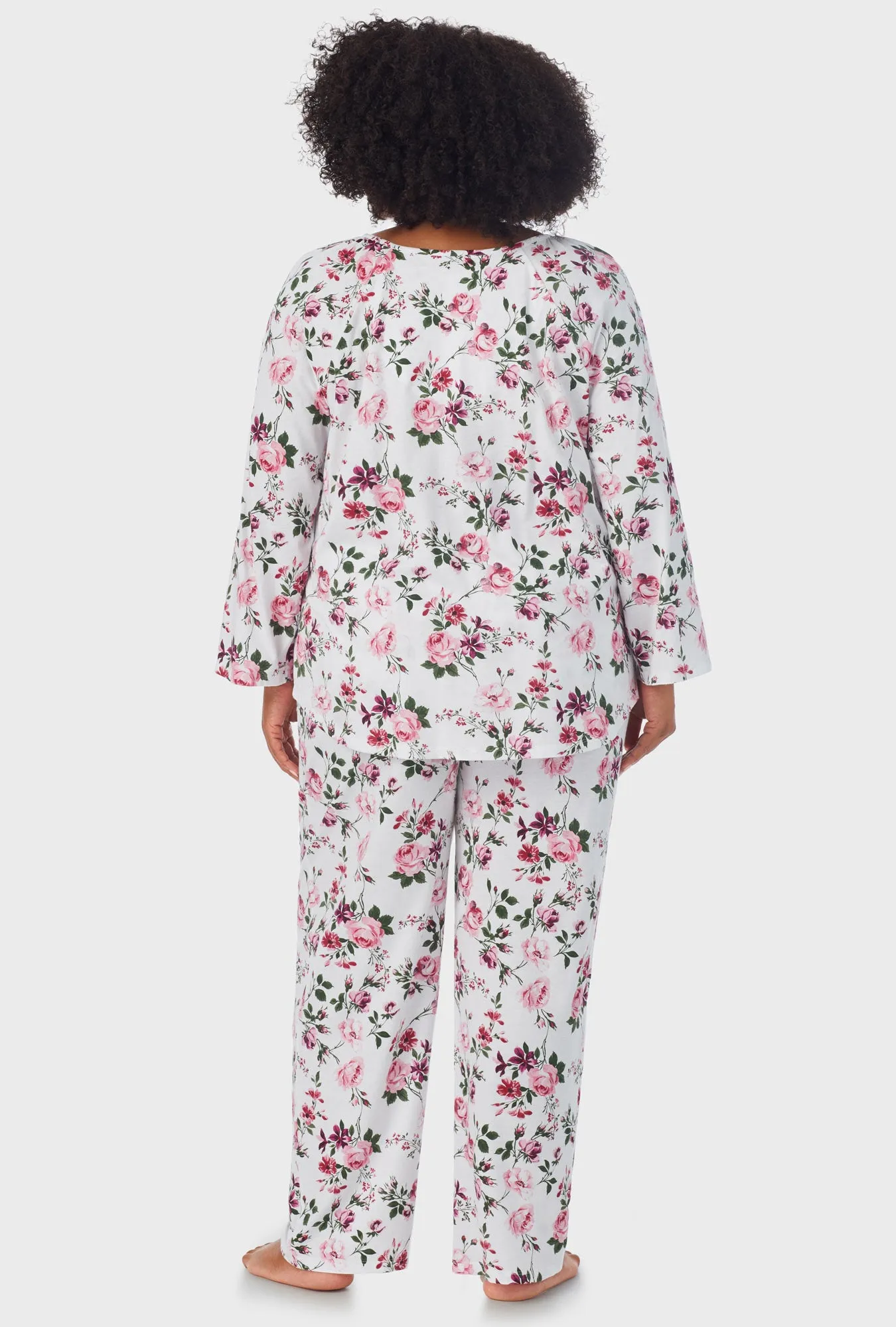 Pink and Berry Roses 3/4 Sleeve Long Pant PJ Set