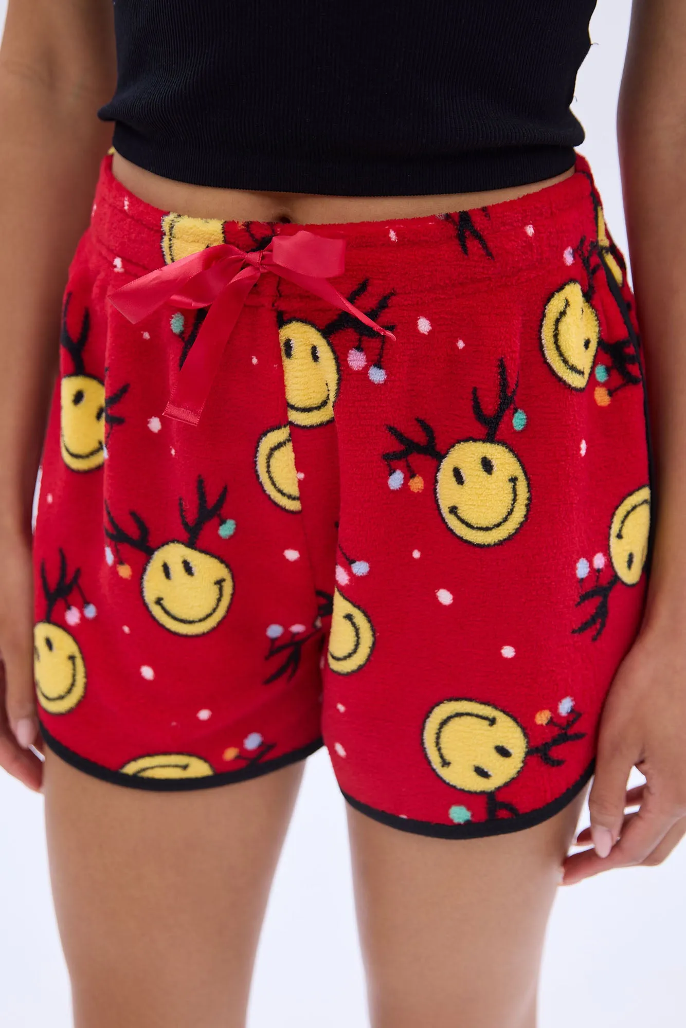 Printed Graphic Plush Pajama Shorts