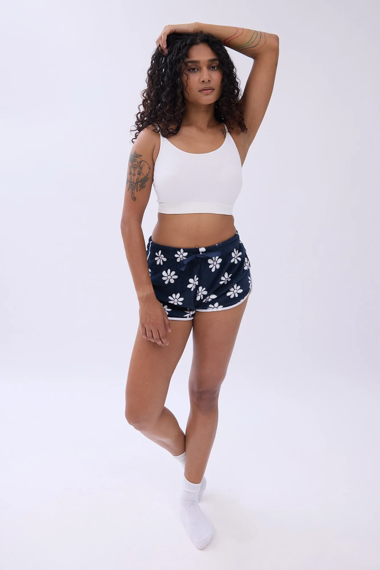 Printed Graphic Plush Pajama Shorts